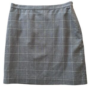 Ann Taylor Grey/White Windowpane Check Skirt 10